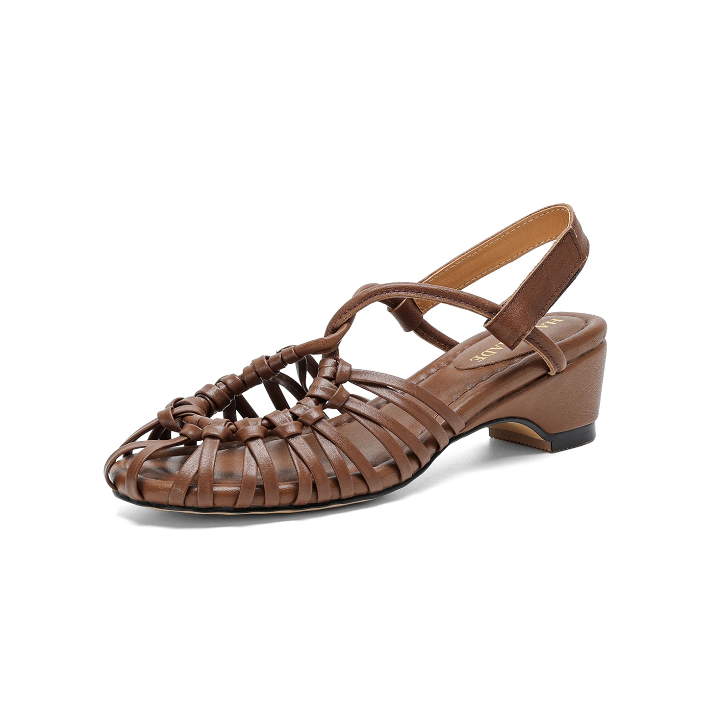 Handmade Genuine Leather Cowhide Gladiator Women's Shoes,Weave Hollow Out Heels Women Sandals view 6