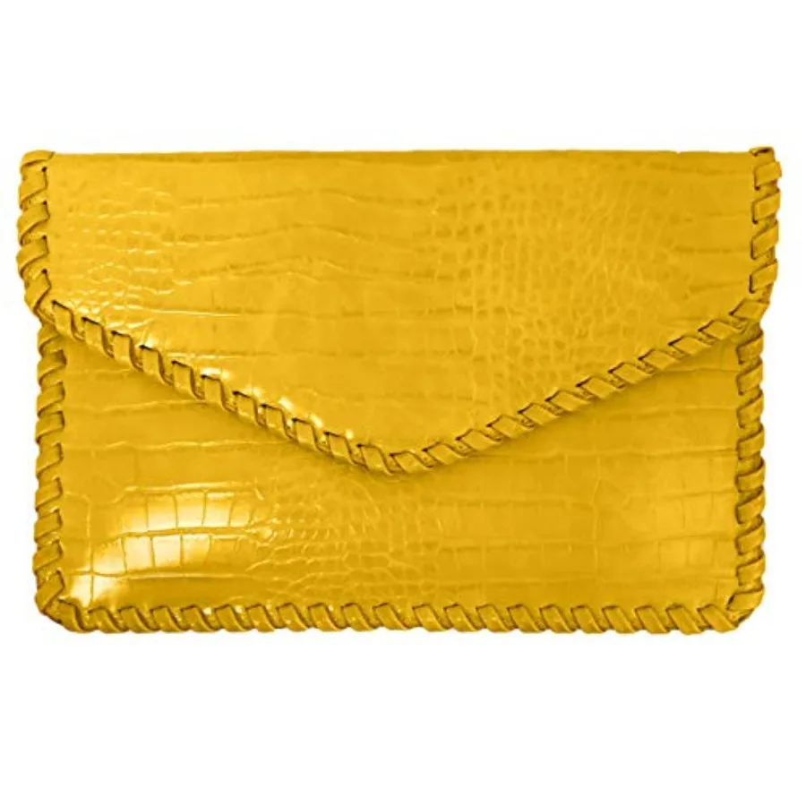 JNB Flat Crocodile Pattern Envelope clutch