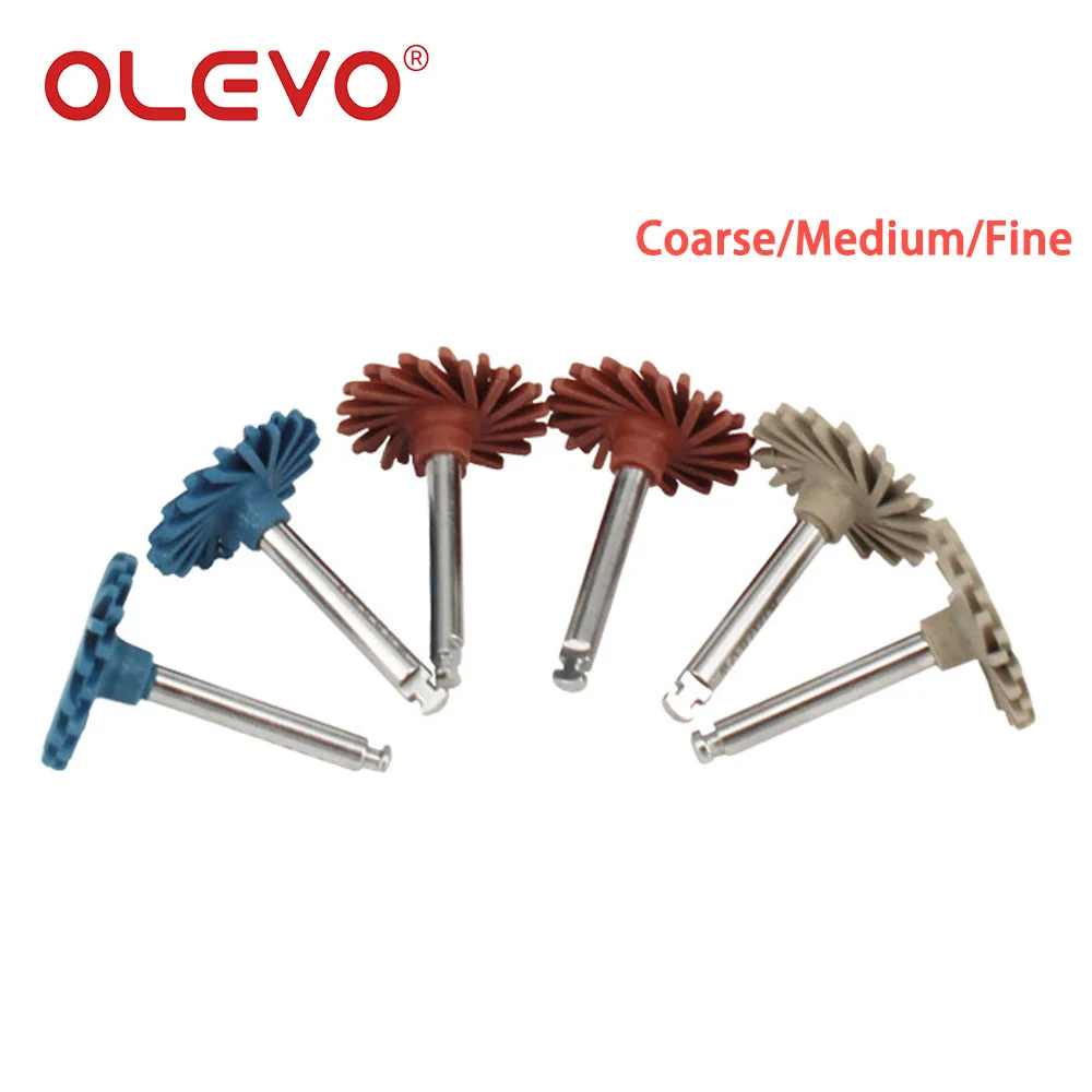 OLEVO 3/6 Pcs Dental Rubber Diamond Polisher Composite Resin Polishing Disc Wheel Kit Brush Burs High Gloss Polishing RA 2.35mm