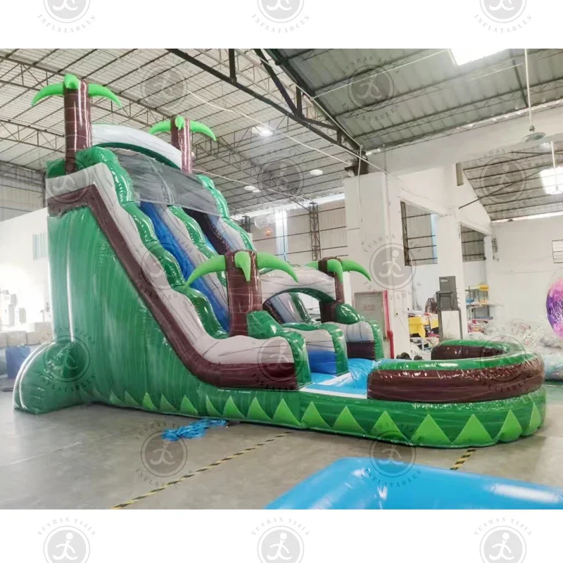 Customizable inflatable water park with slide