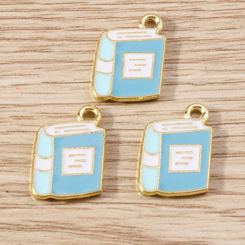 10pcs 10x17mm Cute Enamel Book Charms Pendants for Necklace Earrings Bracelet Handmade Craft DIY Jewelry Making Accessories