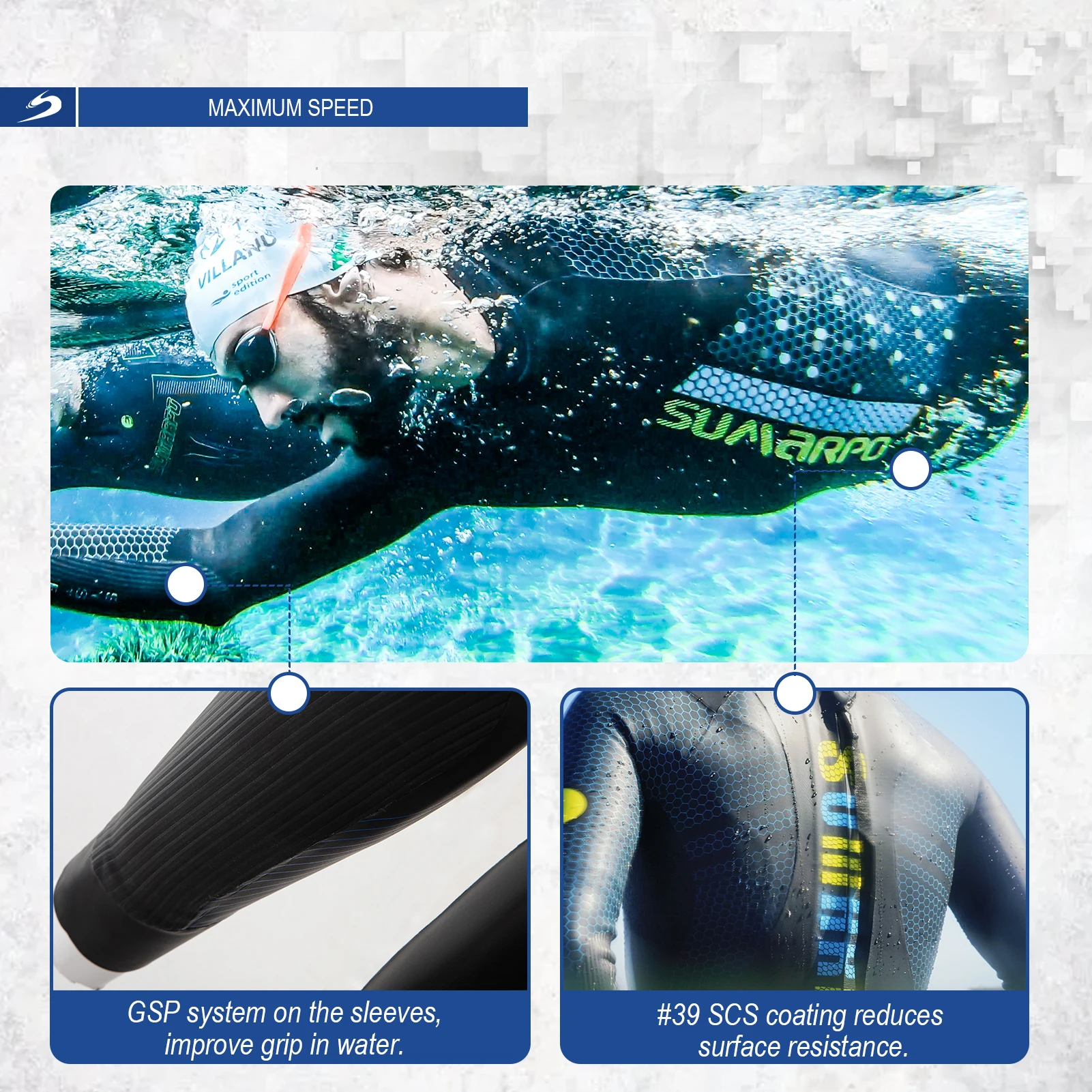 SUMARPO Tirathlon Wetsuits for Men RACE, 4/2mm Yamamoto Neoprene for Open Water Swimming, Fina Approved