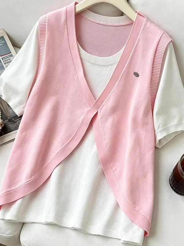 

Loose Fit round Neck T-Shirt plus Size Women's Summer New Style Comfortable Breathable Korean Version Casual Wear for Girls