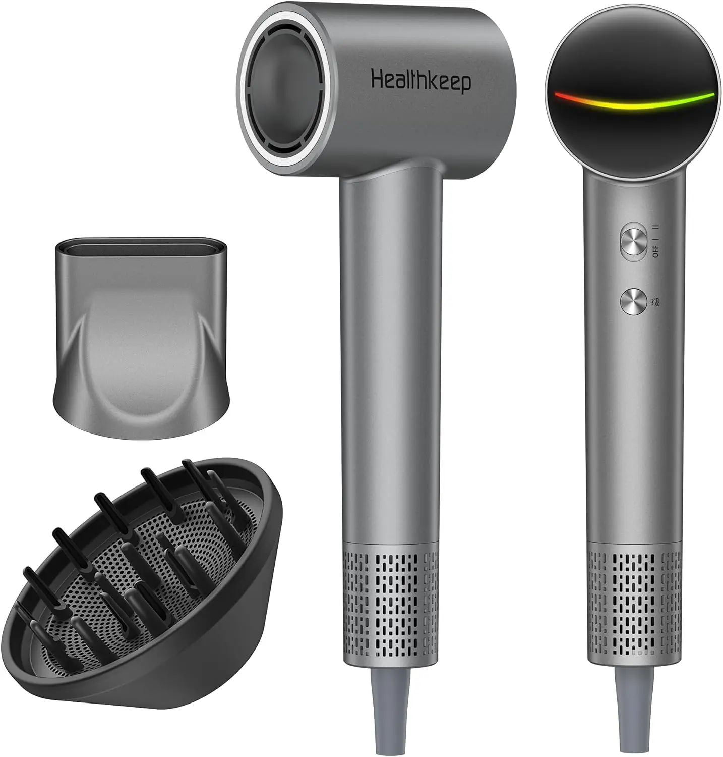 

1500W Ionic Hair Dryer with Diffuser: Low Noise, Thermo-Control for Curly, Straight & Damaged Hair, Home Travel Salon