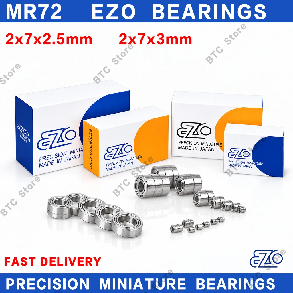 10Pcs Japan EZO Bearing ABEC-9 MR72 MR72ZZ 2x7x3mm 2x7x2.5mm Miniature Ball Bearings