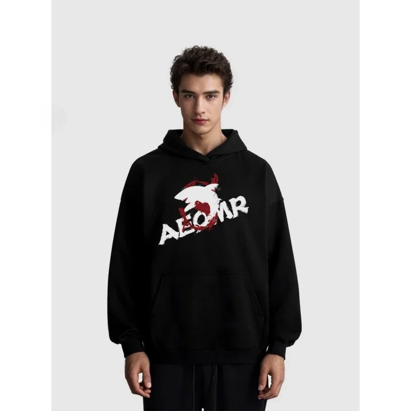 

Shark Hooded Sweater Men's and Women's New Niche Trendy Brand Loose American Spring Autumn and Winter Cotton Fleece Hoodie