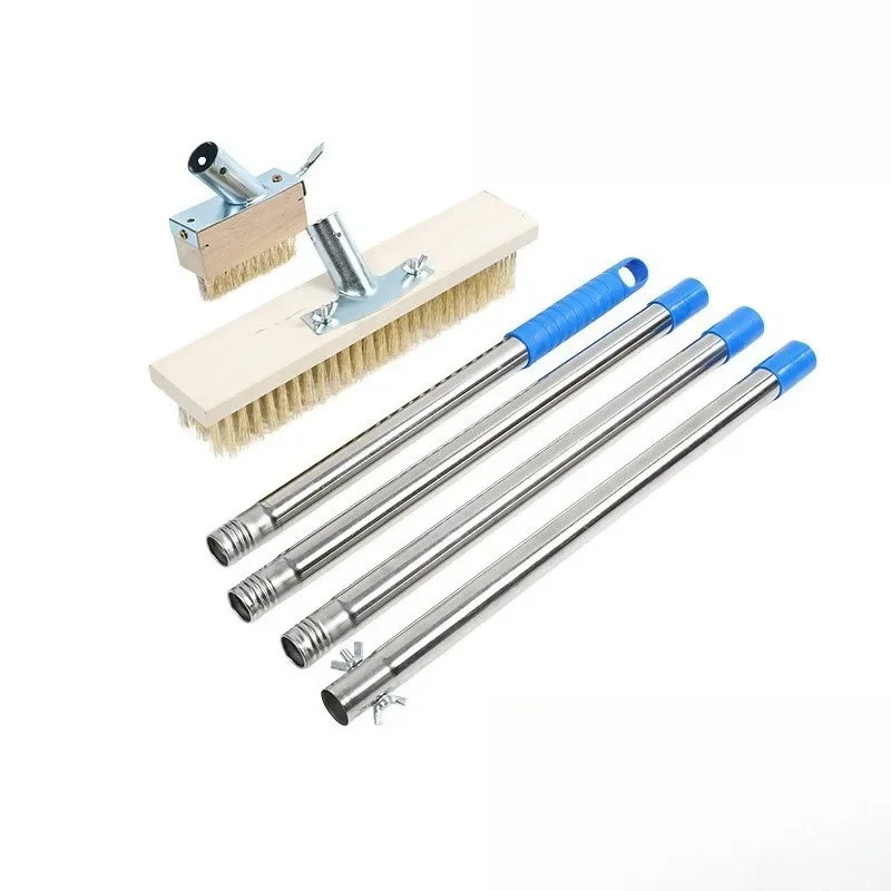 Multifunctional Garden Weeding Wire Brush Long Solid Wood Handle Yard Cleaning Tool Professional Ground Scrubber Weed Remover