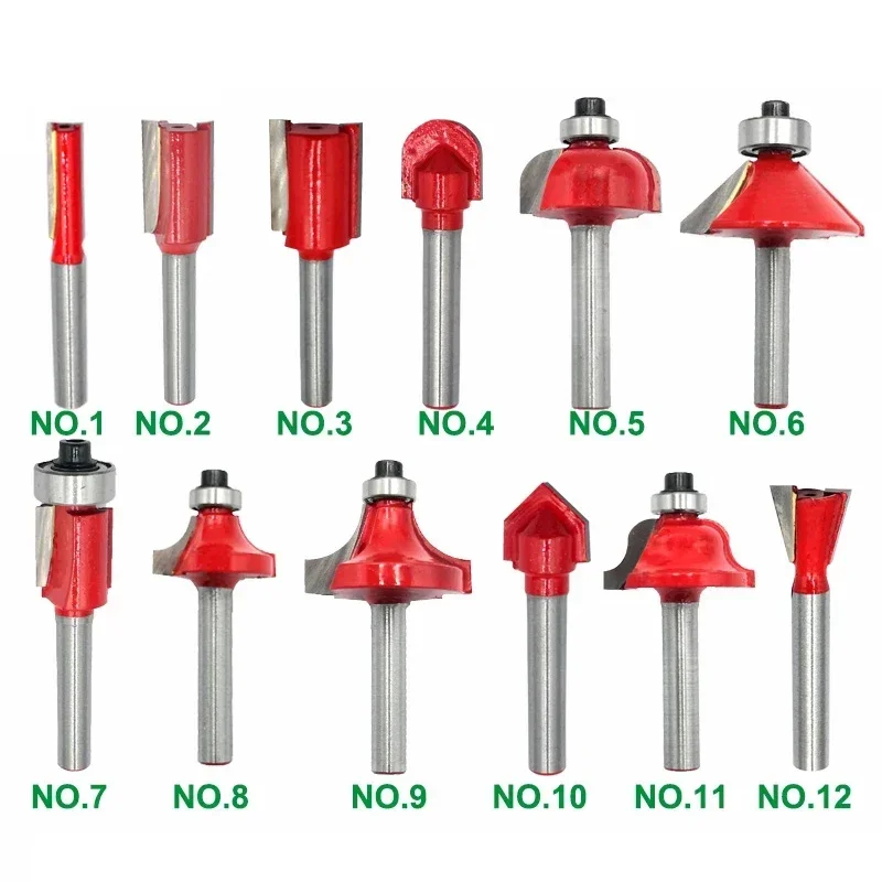 1pc 6mm Shank Router Bit Straight T  V Flush Trimming Cleaning Round Corner Cove Box s Milling Cutter