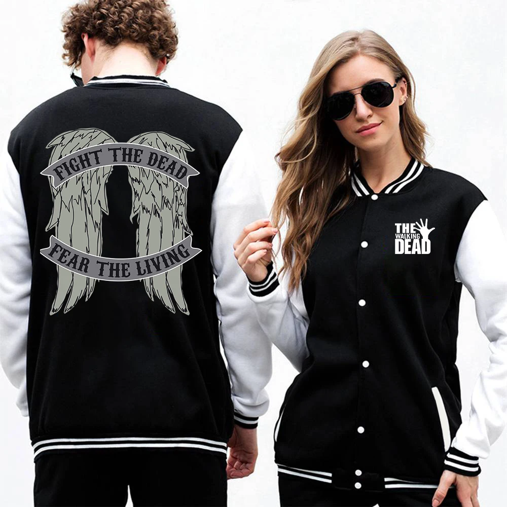 The Walking Dead Prints Wings Mens Jackets Fashion Casual Clothing Loose Oversized Baseball Uniform S-5XL Street Sportswear Man