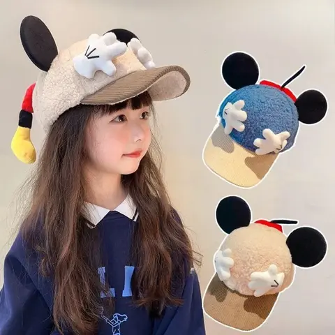 Nuovo berretto da baseball Disney Topolino con orecchie Creatività Simpatico topolino Zampa Stampa Cappello invernale caldo antivento per bambini MINISO