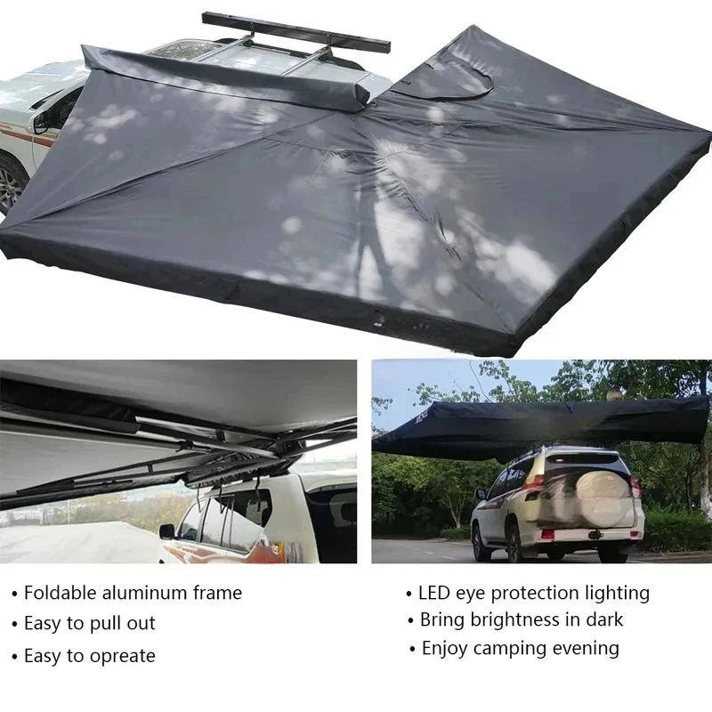 Factory Hot Sale LED Lights Fretanding Car Side Anex 0 Awning Outdoor Camping 4X4 Offroad