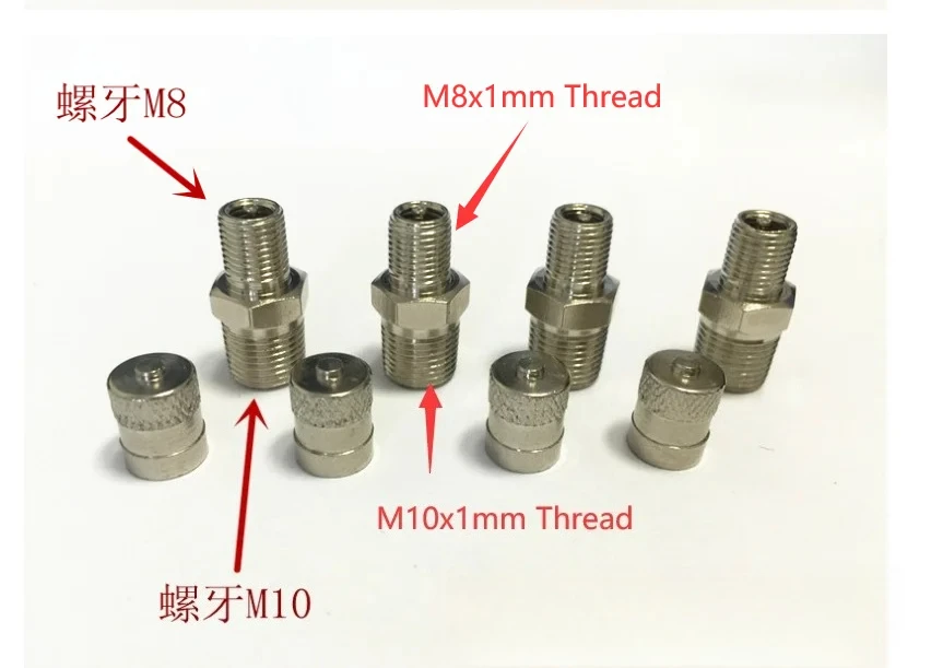 

10 шт., никелированная латунь из нержавеющей стали 304, клапан Шредера 25 мм с наружной резьбой 1/8-27BSPT 1/8-27NPT — 32 бар/500 фунтов на квадратный дюйм с пылезащитными колпачками