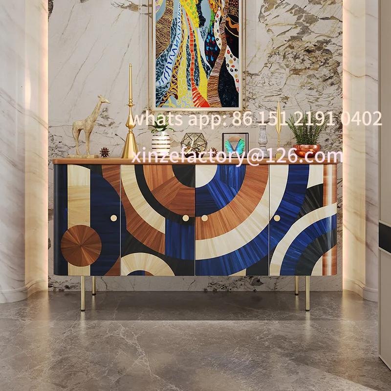 

Customizable Italian light luxury porch cabinet, high-end sense art parquet villa, living room wall decoration cabinet,
