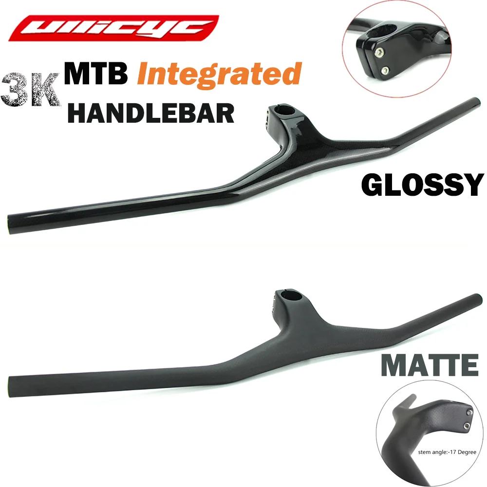 

NO LOGO 3K MTB Integrated Carbon Bicycle Handlebar MATTE/GLOSSY -17 Degree 28.6mm MTB Handlebar 70mm 80mm Width 660mm-800mm