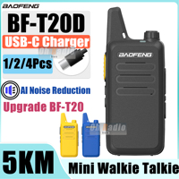 1/2/4PCS Baofeng BF-T20D Mini Walkie Talkie Noise Reduction Type-C VOX 1500mAh 5KM Long Range UHF Updated BF-T20 Two Way Radios