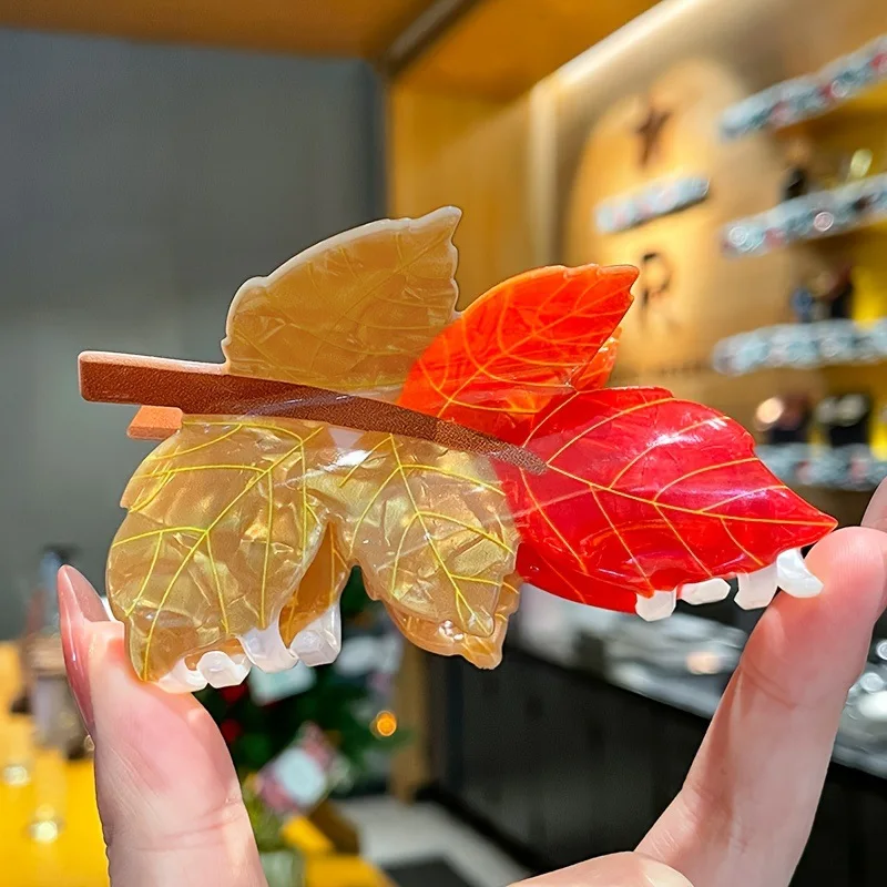 

DuoShang 9.4CM Large Maple Leaf Hair Claw Plant Series Acrylic Claw Clips INS Trendy Hair Clips Hair Accessories for Women Girls