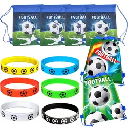 Soccer Party Gift Silicone Bracelet Drawstring Sports Soccer Ball Bag Boys Birthday Party Decor Football Themed Party Supplies