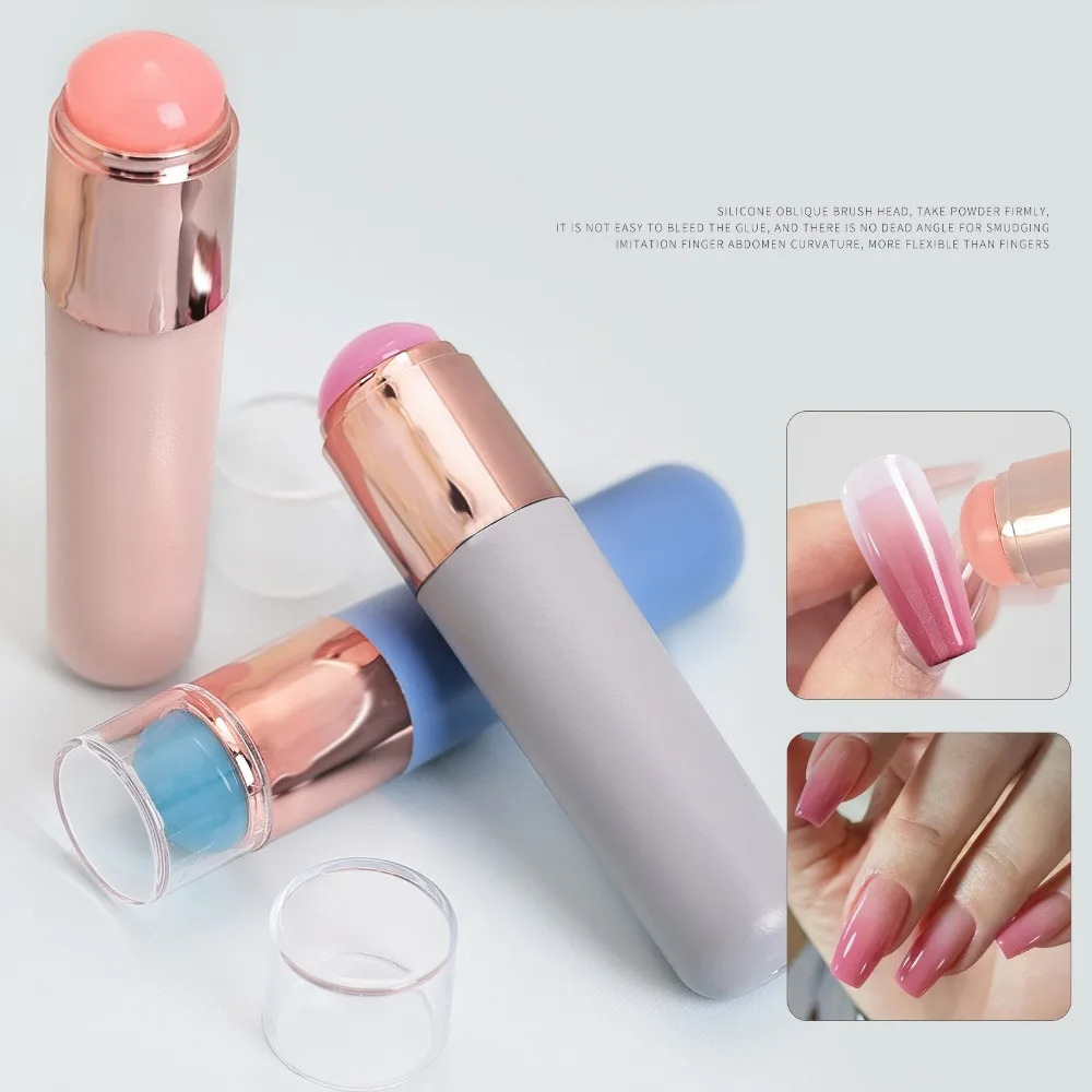 Silicone Brush for Ombre Nail Art Reusable Silicone Pen Chrome Powder Applicator Brush Gradient Painting Brushes Manicure Tools - view 5