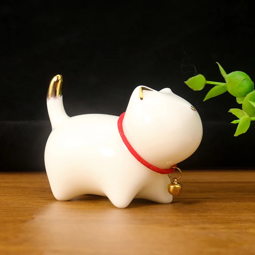 Handmade Porcelain Cat Gold Tail Ornaments Furniture Paperweight Centerpiece Landscaping Luckycat Decor Yoga Healing Meditation