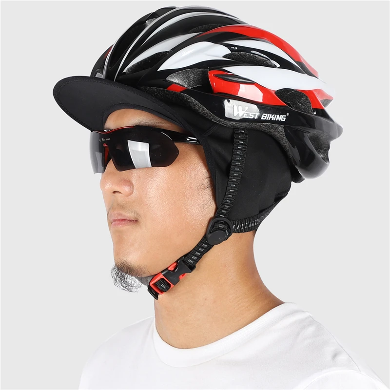 WEST BIKING Winter Men Cycling Caps MTB Road Bike Motorcycle Helmet Hat Sport Skiing Running Ear Warmer Fleece Cap With Visor