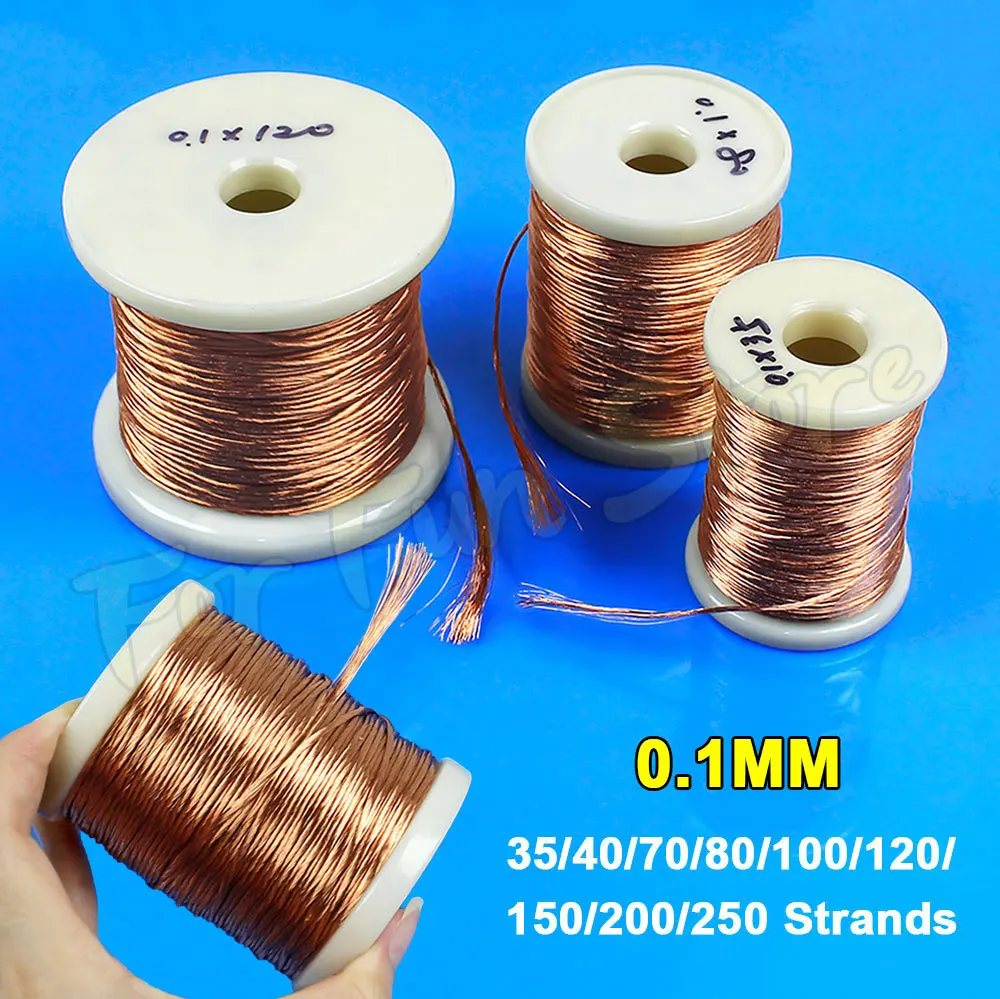 For Fun 0.1MMx35/40/70/80/100/120/150/200/250 Strands 1M Litz Wire Optical Stranded Wire Multi Strand Copper Enameled Wire