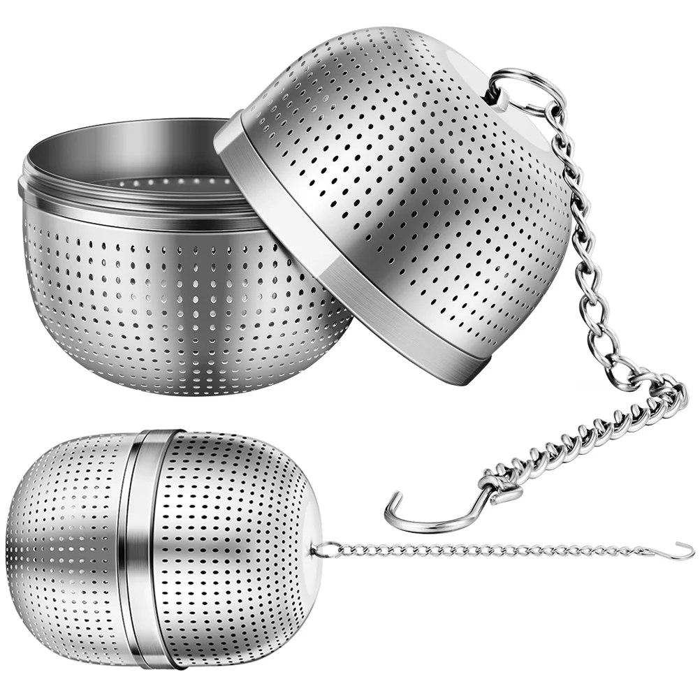 

2pcs Stainless Steel Infuser Mesh Loose Leaf Tea Strainer Household Kitchen Tea Filtering Tool For Office Use