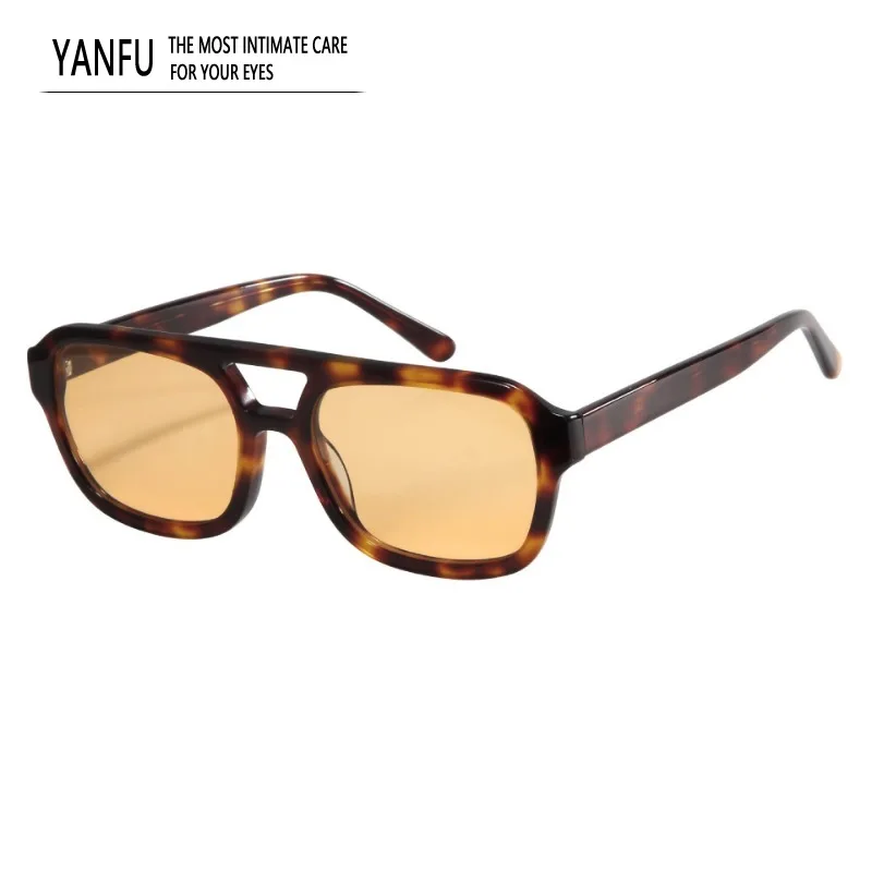 

Polarized Tortoise Double Beam Fashion Trend Sunglasses Man Fishing Acetate Eyeglasses Women Retro Square UV400 for Driving 2025