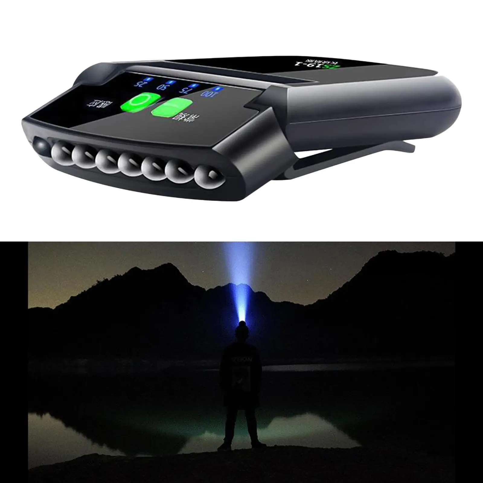 Rechargeable Visor Light with Motion Sensor, 100 Lumen LED Hat Light, with Power Display