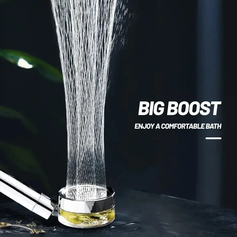 Adjustable Showerhead 360 Degrees Rotation Turbo Fan Shower Head High Pressure Water Saving Spray Filters Bathroom Accessories