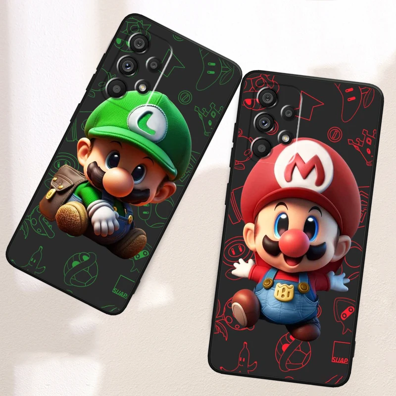 Japan Super Mario Art For Samsung A53 A52 A33 A32 A51 A71 A21S A13 A73 A50 A22 A23 A03 A72 A54 A12 5G Black Phone Case