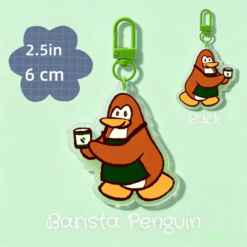 Double Sided Acrylic Keyring, Kawaii Gamer Penguin Pet Bag Charm