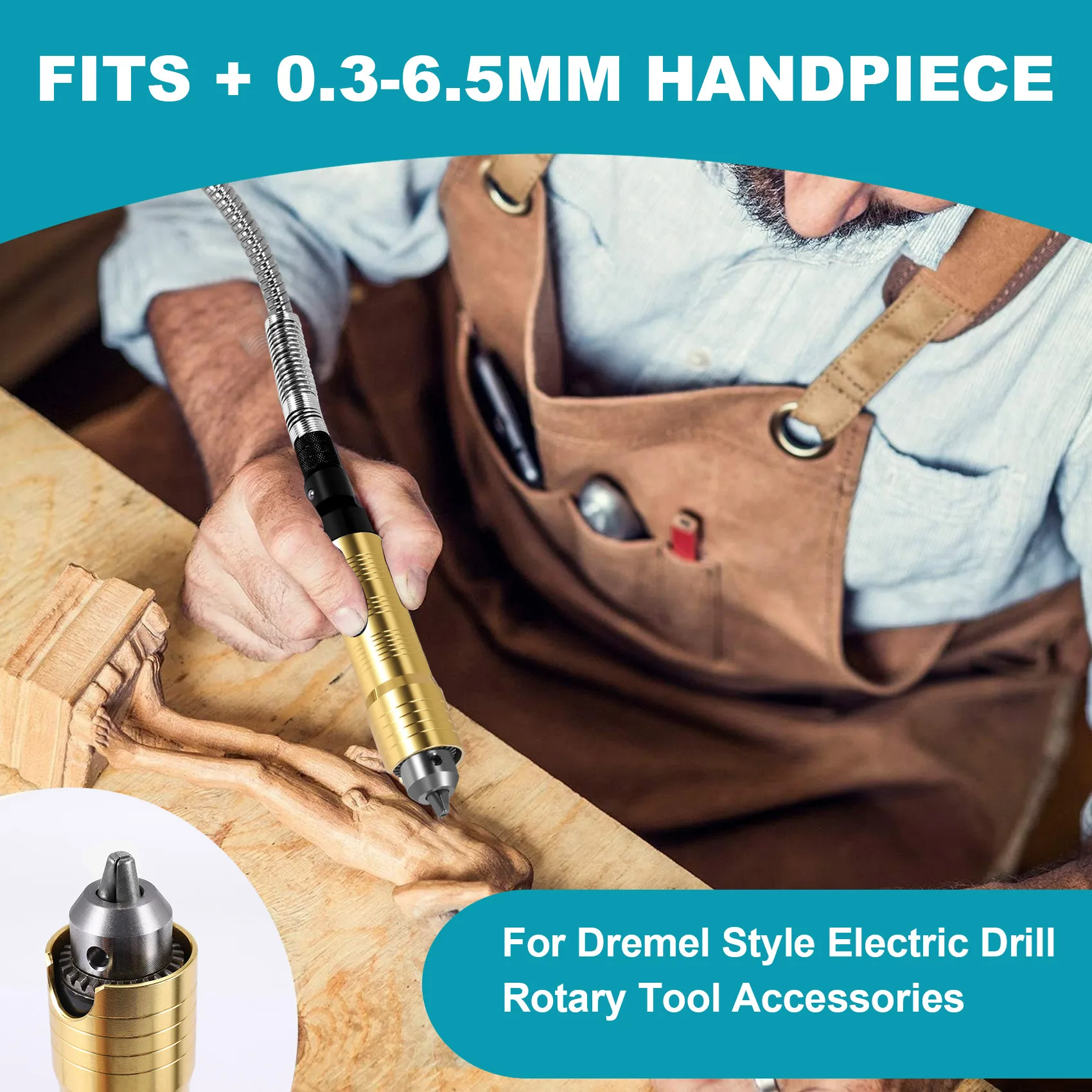A98E-Rotary Grinder Tool Flexible Flex Shaft Fits + 0.3-6.5Mm Handpiece For Dremel Style Electric Drill Rotary Tool Accessories