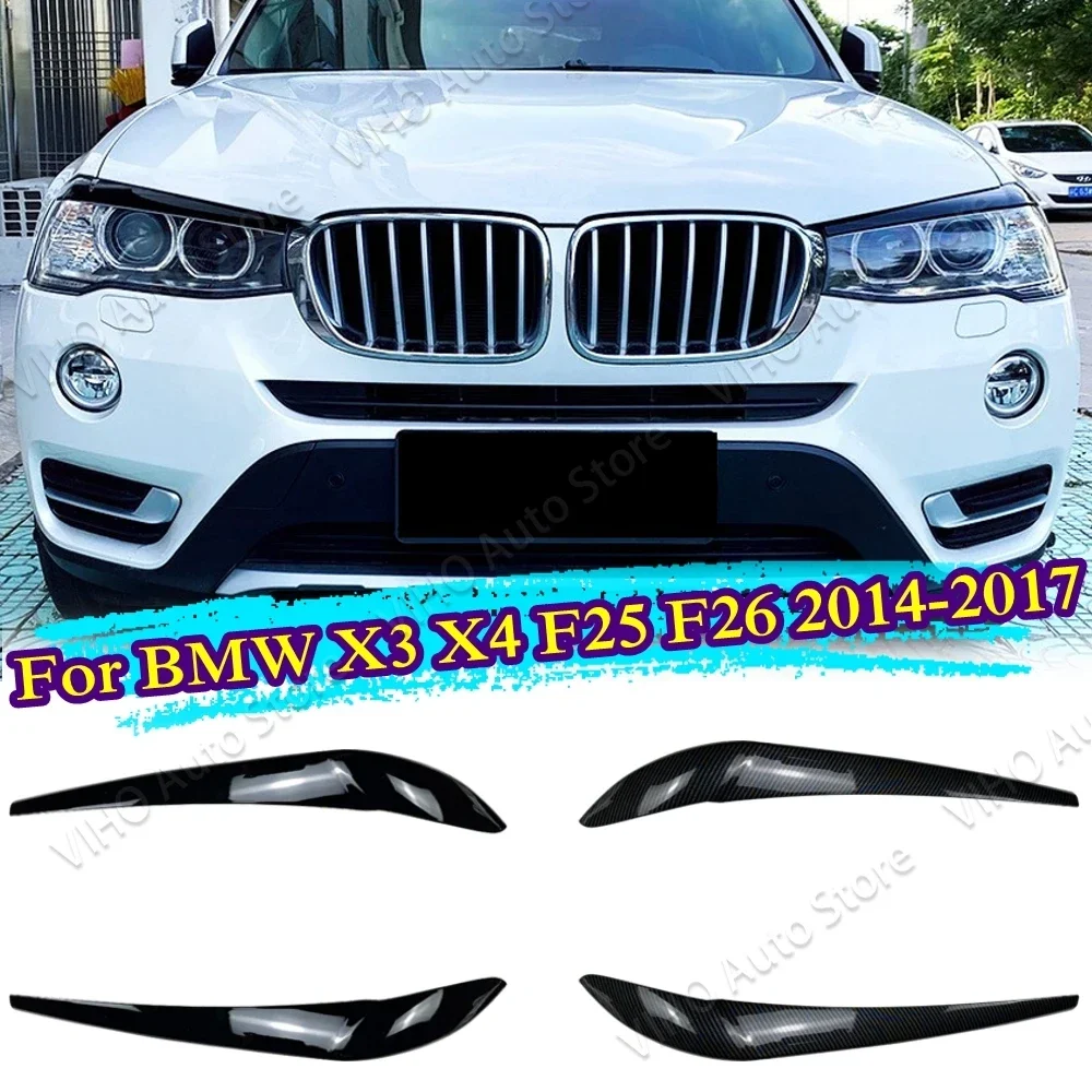 

2 шт. глянцевые черные брови для BMW X3 F25 X4 F26 2014 2015 2016 2017 2018 автомобильные фары веки крышки аксессуары из АБС-пластика