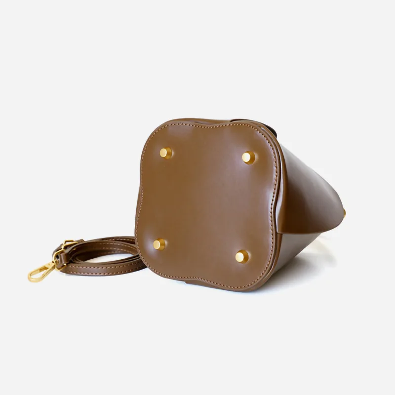 Lady Designer Style Bucket Bags 2023 New Handbags Luxury Real Leather Shoulder Bag For Women Floral Handle S4410