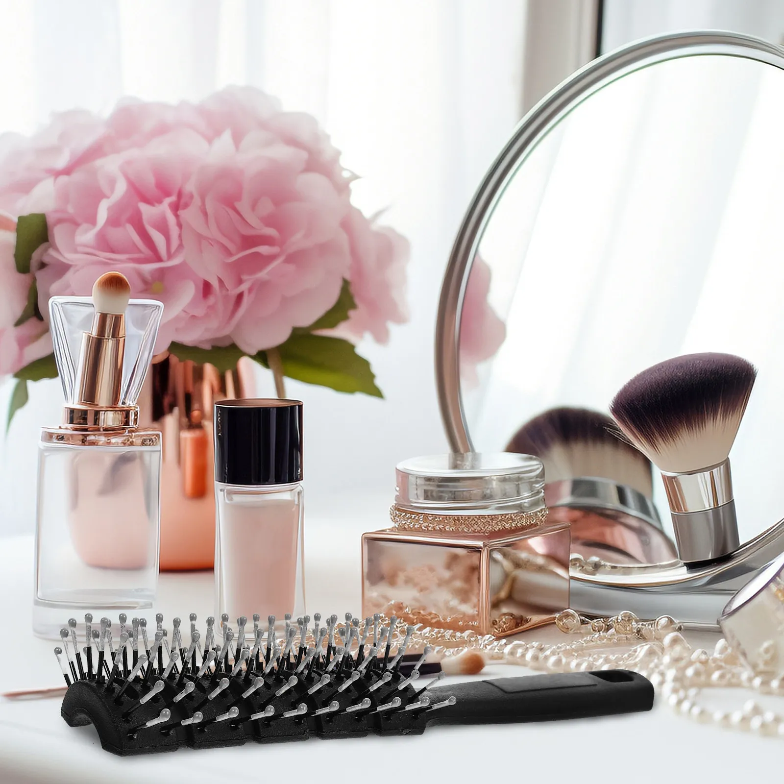 

1Pcs Black Massage Comb Smooth Teeth Hair Comb for All Types Ergonomic Handle Portable Scalp Relaxation Gift Idea