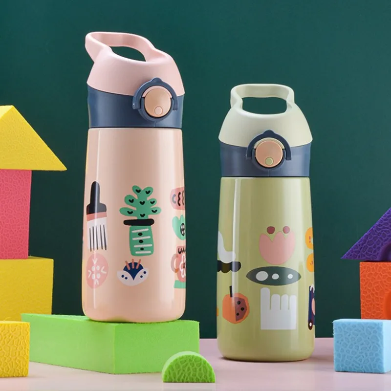 

316 stainless steel insulated cup with straw insulated water bottle 480ML children's insulated portable anti drop water cup