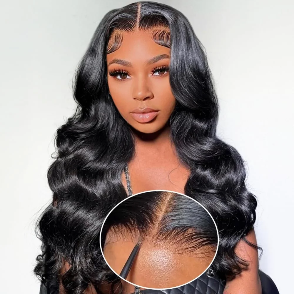 Wear And Go Glueless Wigs Human Hair  Pre Plucked Pre Cut  5x5 Glueless Body Wave Closure Lace Wigs Human Hair For Women 13x6 HD Lace Frontal Human Hair Wig Natural Black 36 Inch