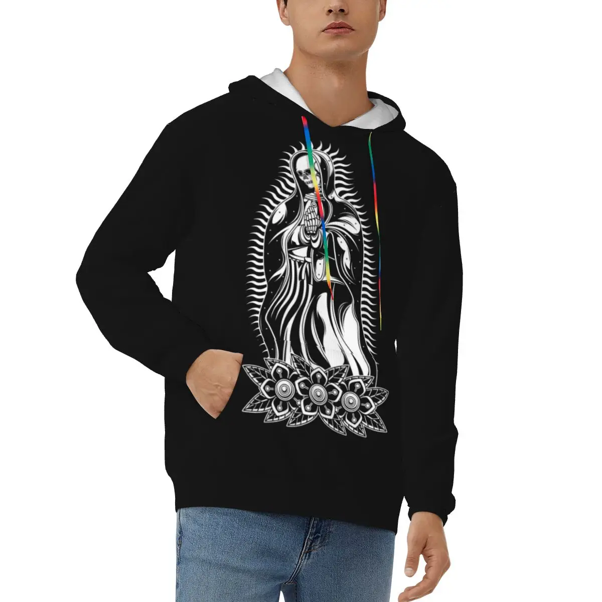 Men Hoodie Autumn Winter Casual Hoodies Pray Skull Male Pullover Sweatshirt Streetwear