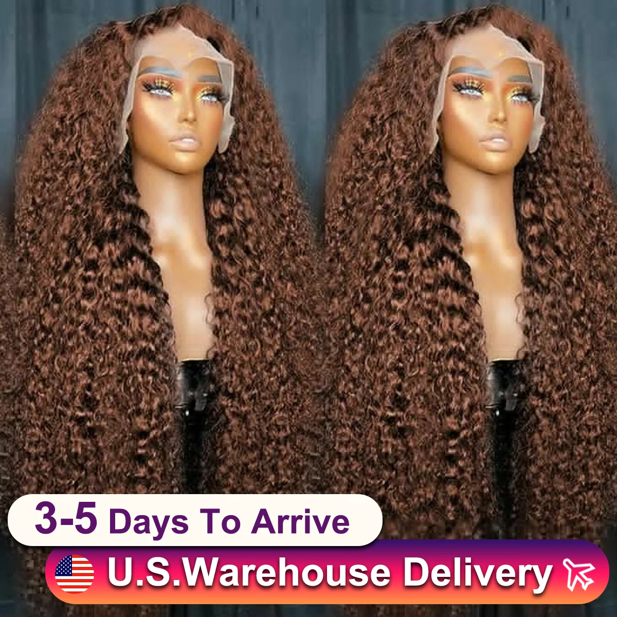 300 Density Brown Color Deep Wave 30 36 40 Inch 13x4 HD Lace Front Wig Brown Curly 13x6 Human Hair Lace Frontal Wigs Water Wave