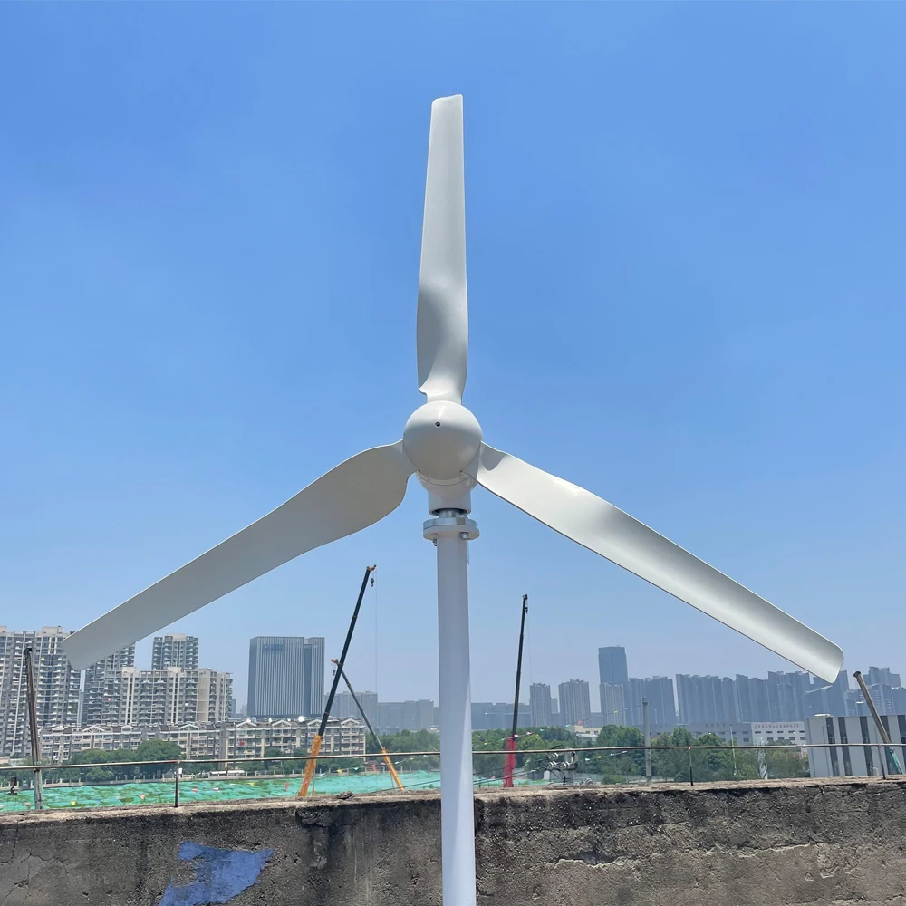 China Factory 5000W Low Wind 5KW Horizontal Wind Turbine Generator 12V 24V 48V Windmill With MPPT Charger Controller Inverter