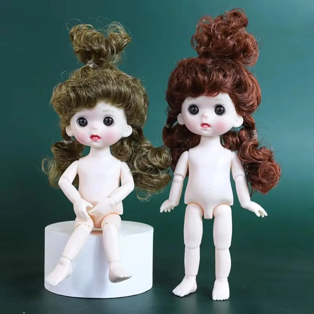 

Body Doll Beautiful 1/8 BJD Movable Joint Doll Body Curly Hair Moveable Nude 13 Joints Doll DIY 3D Doll Head with Hair Toddler