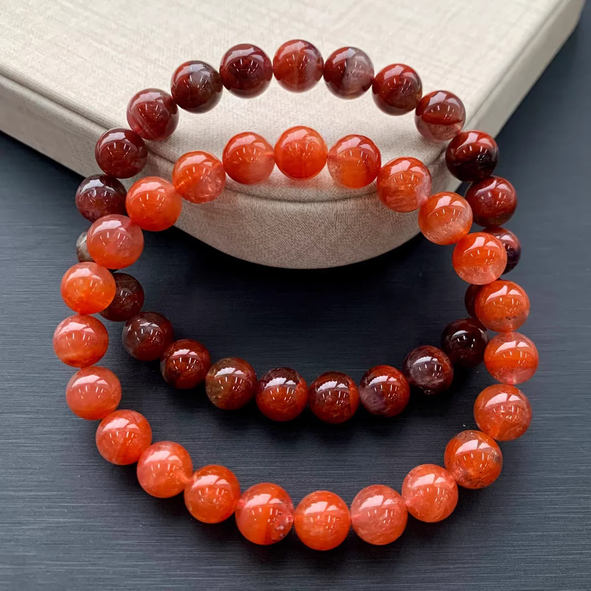 Natural Red Auralite 23 Cacoxenite Beads Bracelet Women Men Rutilated Stretch Auralite 23 Crystal AAAAAA