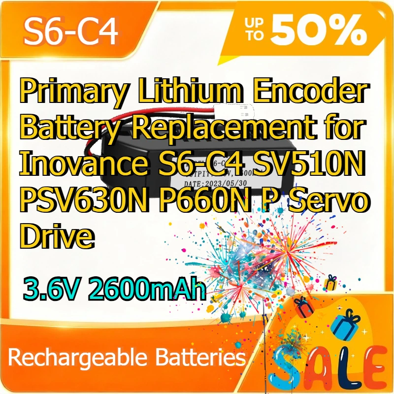 3.6V 2600mAh Primary Lithium Encoder Battery Replacement for Inovance S6-C4 SV510N PSV630N P660N P Servo Drive