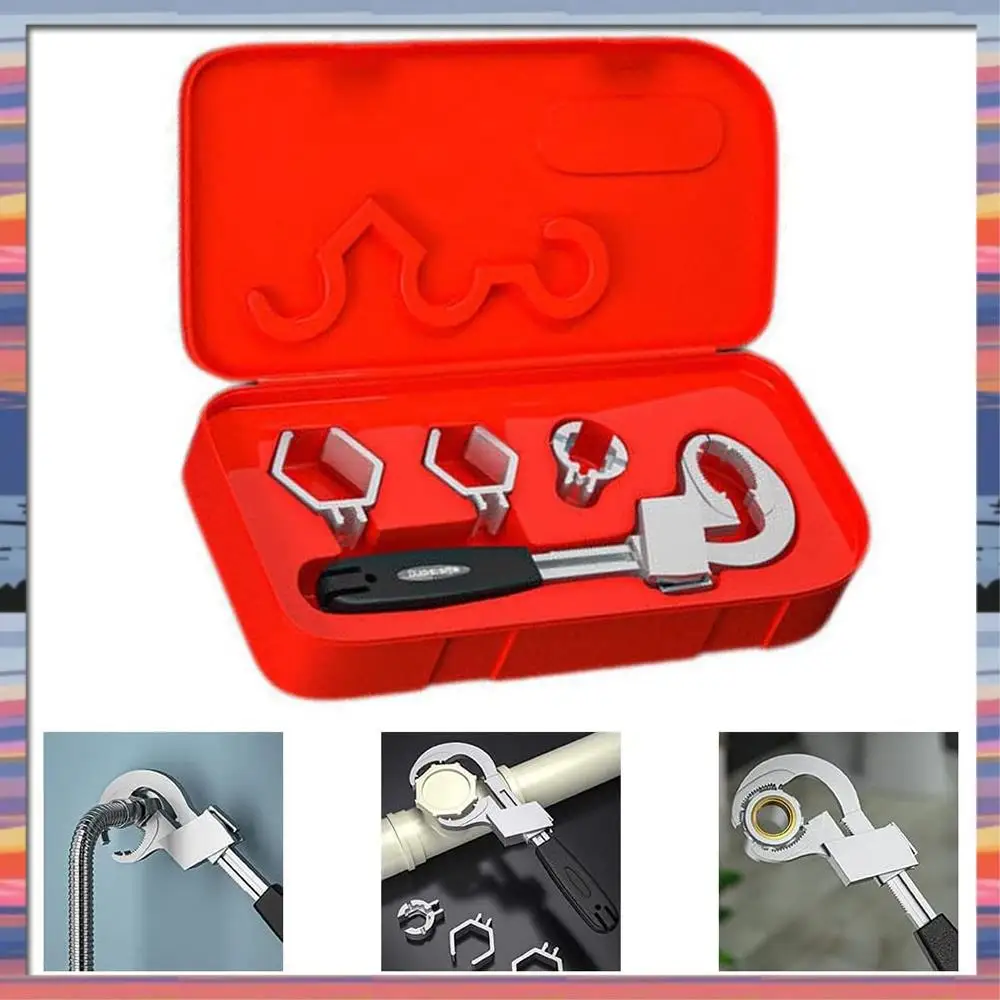 

AFBC 5Pcs Bathroom Wrench Multifunctional Adjustable Wrench Tap Spanner Wide Opening Spanner With Replacement Head
