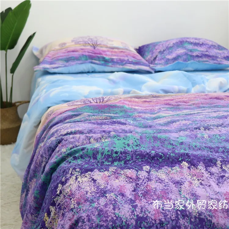 

4-Piece Breathable Pillowcase Comfortable 3-Piece Modern Cotton Fitted Soft Hotel Bed Cover Sheet Nordic Bedding Flat Duvet Set