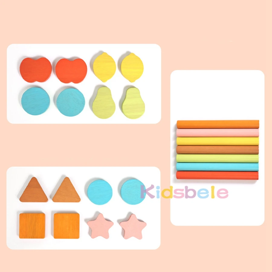 Jouet Montessori en bois pour tri des couleurs et formes assorties – Ensemble de chevilles d'entraînement de la motricité fine pour les tout-petits et les enfants d'âge préscolaire