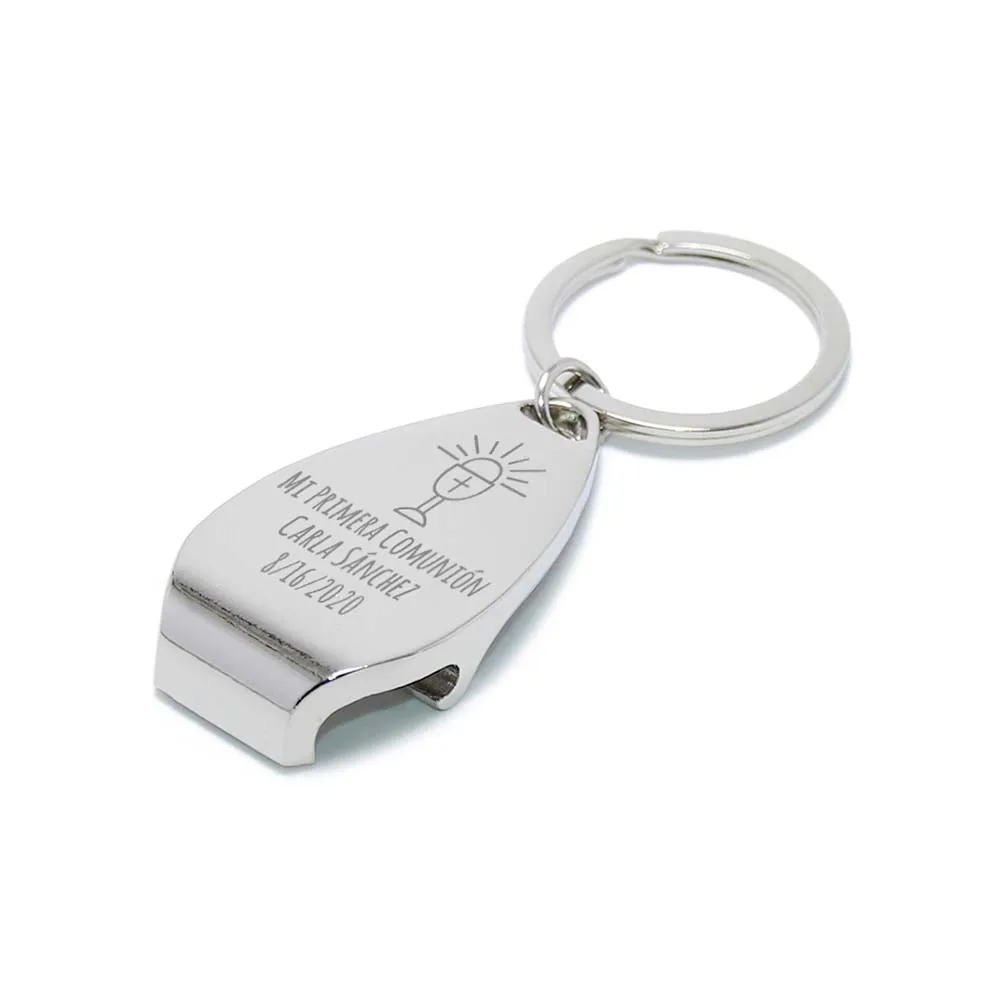 Personalized Communion Favors Custom Metal Keychain Bottle Openers First Communion Souvenir Gifts for Guests