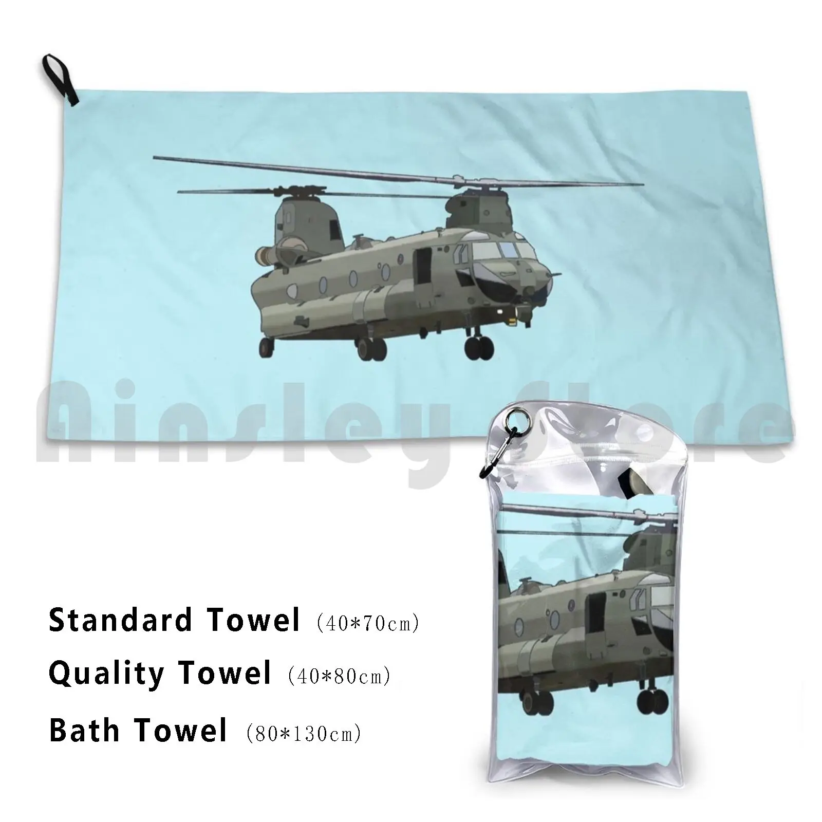 Chinook Blue Background Custom Towel Bath Towel Chinook Forces Raf Navy Army Marines Helicopter Military