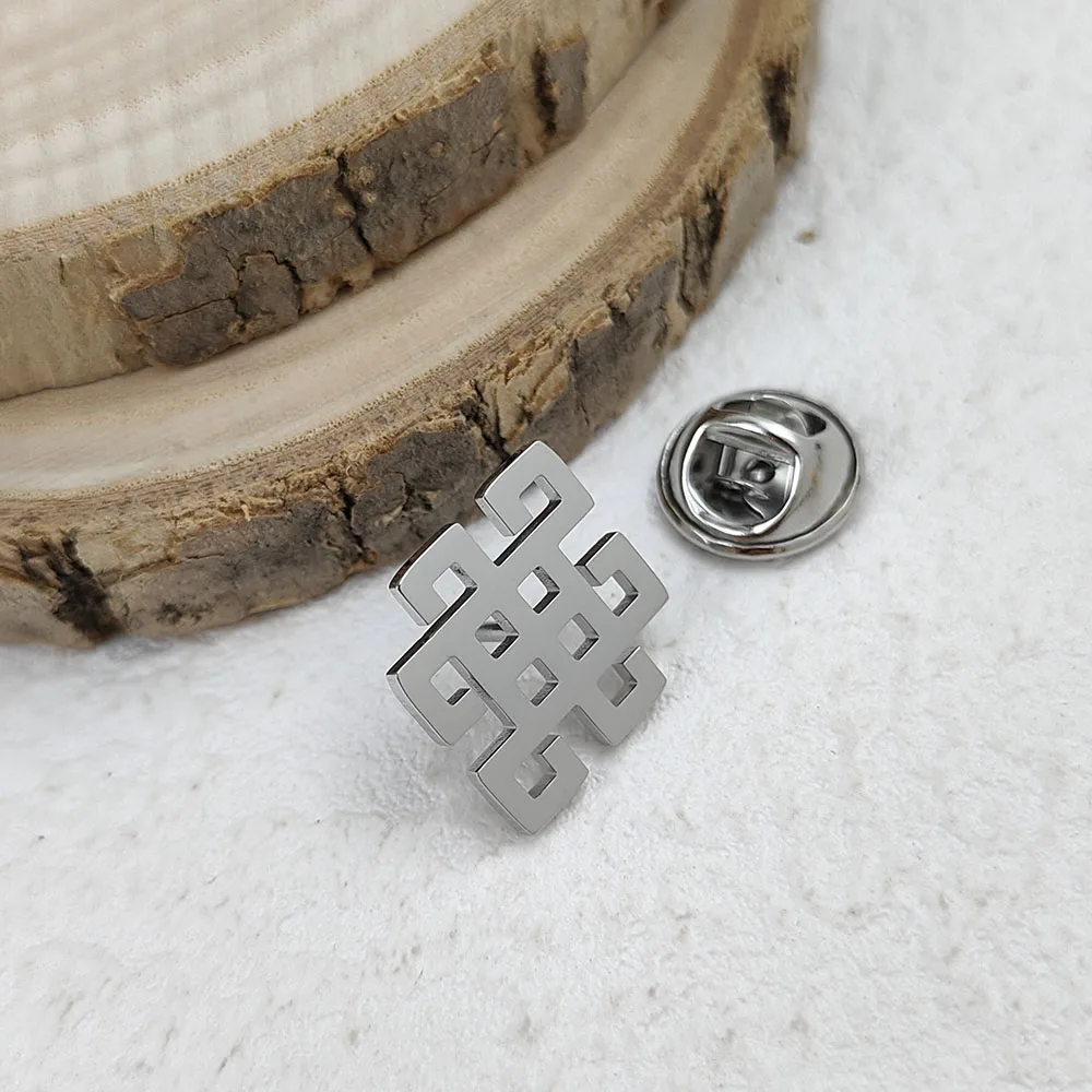 Men's Punk Brooch, classic Chinese knot symbol Stainless steel Badge Pin Brooch on Gothic pair accessories - Image 3