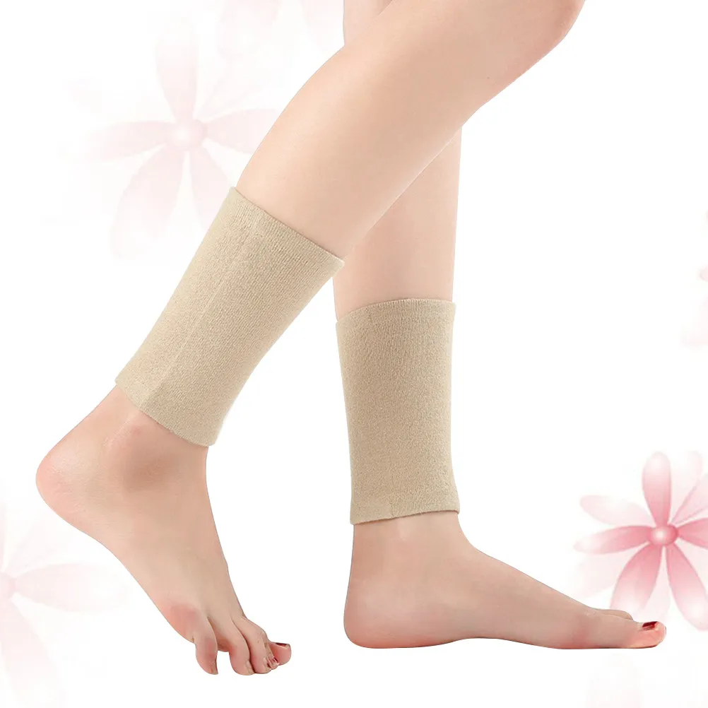 Protective Foot Sleeve Wool Breathable Elastic Ankle Socks Light Tan Warm Exercise Cover for Yoga Sports Basketball Football